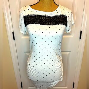 Motherhood Maternity white and black dot blouse size Small